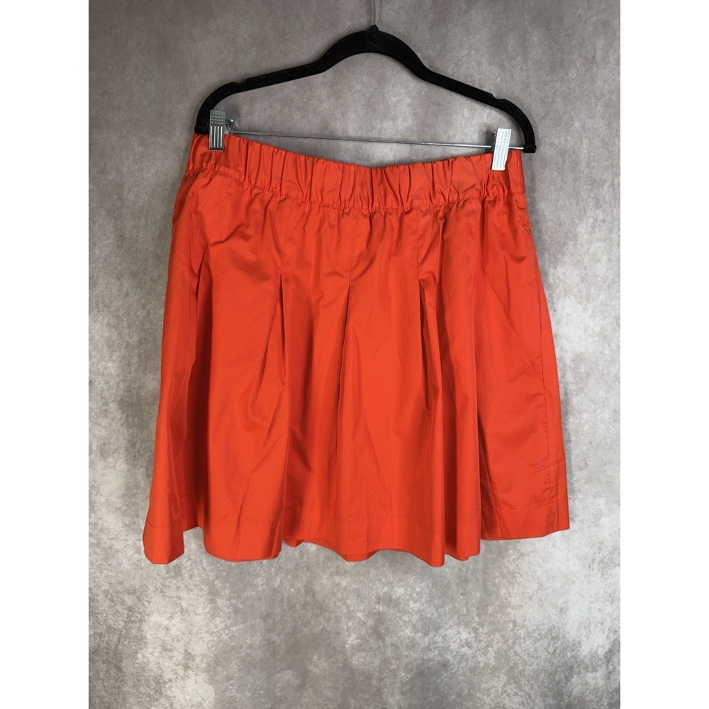 Boden Pleated Cotton Pull On Skirt Orange Womens Size 12 A-Line Pockets
